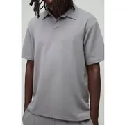 Mens Grey Regular Fit Short Sleeve Smart Polo