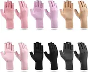 6 Pairs Arthritis Compression Gloves Relieve Muscle Pain Fingerless Gloves Bulk Typing Gloves for Women Men, 6 Colors