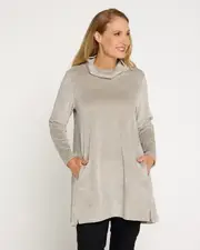 Melanie Velour Tunic - Greige
