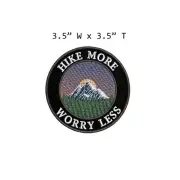 Hike More Worry Less Mountain Sunset Patch Embroidered DIY Iron-on Applique Gift