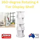 360-degree Rotating 4 Tier Display Shelf Bookcase Organiser Space Saver books