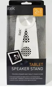 New In Box Itek Tablet Folding Speaker and Tablet Stand In One White