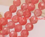 Red 6/8/10mm Faceted Watermelon Tourmaline Gemstone Round loose Beads 15" Strand
