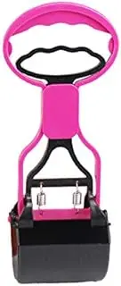 zolyet Non-Breakable Pet Pooper Scooper Portable Dog Pooper Scooper with Long Handle & High Strength Durable Spring Poop Waste Pick Up Rake Tool Pink