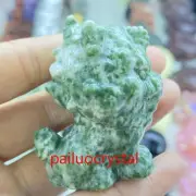 2.2" Natural Qinghai jade Unicorn Skull Quartz Crystal Skull Carved Figurines 1p