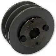 2 GROOVE CAST IRON ELECTRIC MOTOR PULLEY SHEAVE 4.95", TWO GROOVE 3L 4L A BELTS