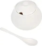 OHPHCALL Ceramic Sugar Container with Spoon Stylish Sugar Dispenser for Coffee Spices and Condiments for Kitchen and Outdoor Use Ceramic Design