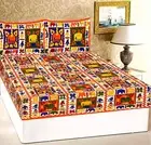 Cotton Double Bed Sheet with 2 Pillow Covers Orange Elephant Jaipuri Pattern