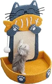 Cozioz Sisal Cat Scratching Post with Hanging Ball, Fish-Shaped Scratching Pad & Cat Bed Combo, Blue & Orange, Ideal for Indoor Cats & Kittens