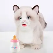 Stuffed Animals Interactive Ragdoll Cat- Handmade Realistic Electronic Plush Cat- Companion Pet Gifts for Birthday Anniversary Cat Lover