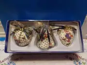 Vintage Set / 3 Decoupage Paper Mache Christmas Ornament ALL AMERICAN SANTA (#9)