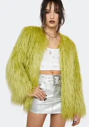 [BADEE] Wild Lime Faux Fur Jacket