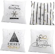PAMINGONO 4pcs Christmas Pillow Case Set Gold Embossed Pillow Protector for Home Decor