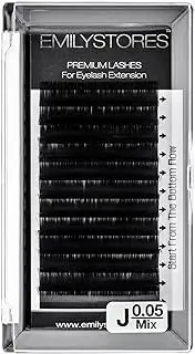 EMILYSTORES 0.05mm Thickness J Curl 8-14mm Mixed Length Lashes Silk Mink Eyelashes For Eyelash Extensions Assort Mixed Sizes One Tray