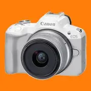 Canon EOS R50 Mirrorless Camera with 18-45mm Lens (White) With Adapter - Brand New