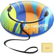 Snow Tube with Towable Leash, AirsFish 47 inch Inflatable Snow Sled Heavy Dut