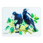 Ashdene Australian Birds 30cm Tempered Glass Surface Protector Rectangle Magpies