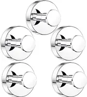 5Pcs Suction Cup Hooks for Shower, No-Drill Bathroom Hooks for Towels, Robes, Loofah Mountable on Bathroom Walls, Kitchen, Glass, Mirrors,Tile,Waterproof & Rustproof (Silver)