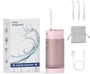 ISMATE Smart Dental Portable Electric Water Jet Flosser Dental Mini Oral Irrigator for Teeth Clean Travel Friendly Mini IPX7 Water proof (Pink)