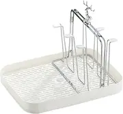Gvblkq Bottle Drying Rack, Cup Holder, 6 Cup Holder Design, Non Slip Design, Drip Tray Included, for Kitchen, Stylish and Modern Appearance, Glass Stand, 23.5x14x24cm Silver and Gold