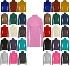 WOMENS POLO NECK TOP STRETCH LADIES LONG SLEEVE TURTLE NECK TOPS JUMPER UK 8-26