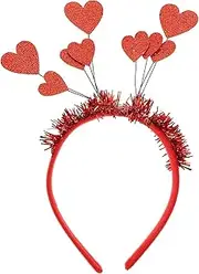 Red Heart Head Bopper Headband Sequin Valentines Day Hair Band Hoop Glitter Tinsel Headpiece Hair Accessoires for New Year Holiday Wedding Birthday Party Gift (Red, One size)