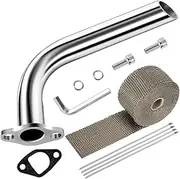 SOFO Exhaust Pipe Header - for Predator 212cc Baja Warrior Coleman BT200X CT200U-EX Go Kart Mini Bike Performance Parts w/Heat Shield Chrome Silver