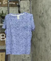 Lucky Brand Women's 3-PC Button Front Top, Capri and Short Pajama Set, Blue, L