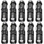 10/20Pack Mini LED Flashlight Pocket Light Lantern Zoomable Torch Clip Pen Light