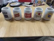 SET OF 5 MINI BEER MUGS / STEINS CERAMARTE BRASIL MILLER SCHLITZ LITE PABST MICH