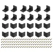 24Pcs 27x28x27mm Nylon Shelf Right Angle Brackets with Screws (Black)