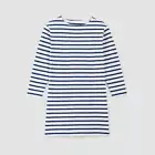 NWT EVERLANE XS organic cotton white and blue striped pull over dress