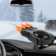 Baceyong Car Heater 12V 150w Portable Electric Car Fan Heater Defroster for Windshield 2 in 1 Fast Heating Cooling with Cigarette Lighter Plug Car Windshield Defogger Anti-Fog Black