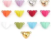 Tiardey 13 Pairs Heart-Shaped Magnetic Clasps Coloured Magnetic Clasp Bracelet Jewellery Magnetic Heart Pendant Magnetic Breakaway Clasp for DIY Bracelet Necklaces