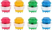 SING F LTD 8PCS Push Button Compatible with Arcade Machine Games Multicolour Video Games Button Replacement 4 Colours for 24mm Mounting Holes