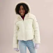 NEW Koolaburra by UGG Girl’s Heavyweight Cropped Puffer Jacket, Cream, Size 5-6