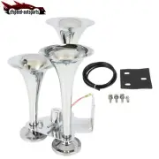 For Truck Car Boat Electric Air Horn Train Horn Compressor 3 Trumpet 152db 105mm