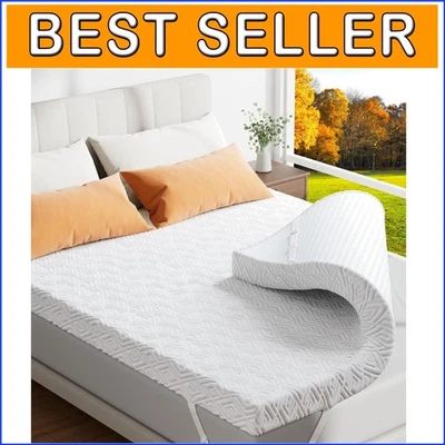 Eco-Friendly 3-Inch Gel Memory Foam Mattress Topper - Anti-Slip & Cooling Sleep