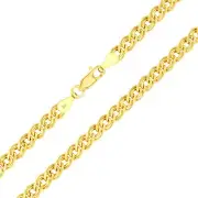 10K Yellow Gold 4.5mm Italian Double Curb Cuban Link Chain Pendant Necklace 24"