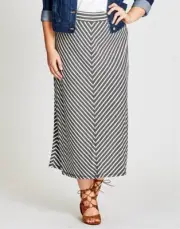 Autograph Plus Size Ladies STRIPE MAXI SKIRT Size 14 (Free Post)