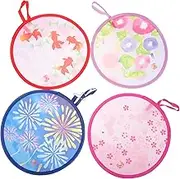 4pcs Dancing Round Fan Collapsible Handheld Fan Foldable Hand Fan Handheld Cooling Fans Classical Round Fan Traditional Foldable Fans Slow Rebound Memory Steel Wire Prom Japan Miss