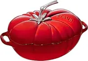 STAUB Cast Iron Dutch Oven 3-qt Tomato Cocotte, Made in France, Serves 2-3, Cherry