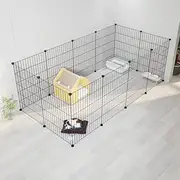 Ricjurzzty Pet Playpen,Portable Metal Wire Mesh L Size 50cm(19.7in) Small Animal DIY Pen Fence,Outdoor & Indoor for Cat,Dog,Kitty,Puppy,Rabbit,Hedgehog,Guinea Pig,Squirrel (9 Panels & 1 Door, Black)