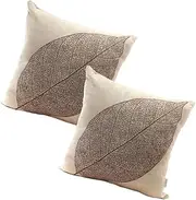 QUMIIRITY Leaves Pattern Pillow Cover Set Square Linen Pillow Case Sofa Pillowcase for Home
