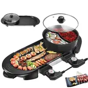 2 in 1 Hot Pot Hotpot BBQ Grill Oven Smokeless Barbecue Pan Machine Electric
