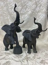 在飛比找Yahoo!奇摩拍賣優惠-吉祥美觀 質地堅實 非洲象 大象 一對 銅雕 室內設計師最愛