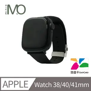minio Apple Watch New 2.0官方認證客製晶片防水矽膠悠遊卡錶帶 午夜黑 38/40/41mm