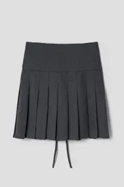 Back Ribbon Pleats Skirt Ash