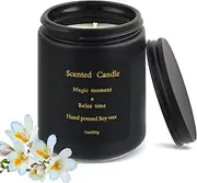 Scented Candles Nature Wax Soy Candles 200g/7oz 45 Hour Long Lasting Scents of Freesia for Home Birthday Valentine’s Day Gifts Calming Stress Relief Black Glasses Freesia