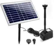 Solar Powered Water Fountain Pump Kit with LED Light, 60W Solar Panel and Brushl